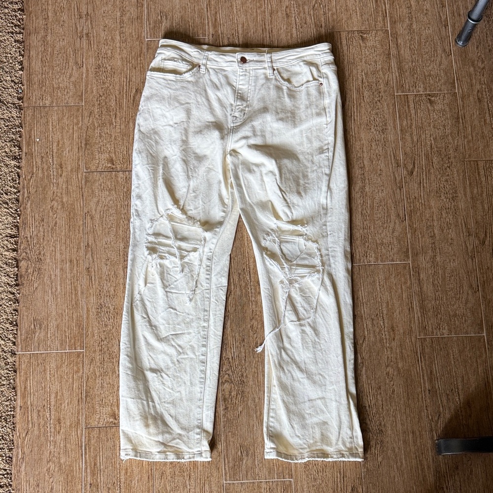 Altar'd State Cream High-Rise Jeans